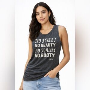 No Sweat No Beauty No Squats No Booty Funny Gym Tank Top | Size XL